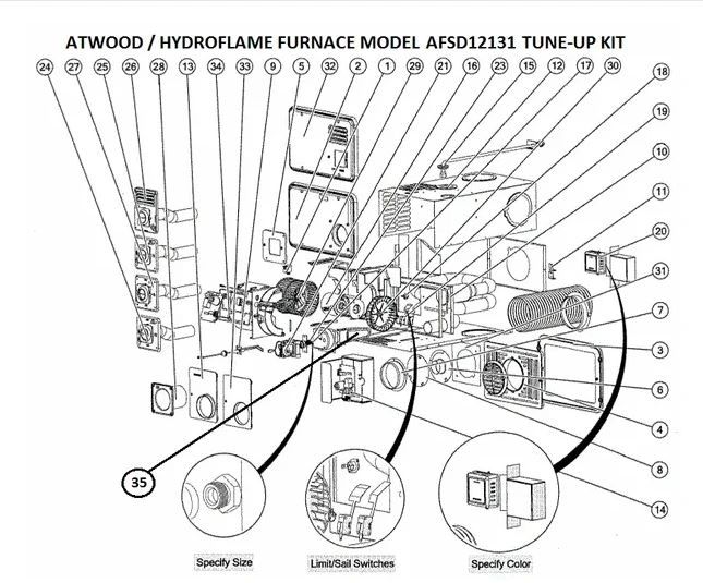 Atwood AFSD12121 Hydroflame Rv Furnace Tune Up Kit.