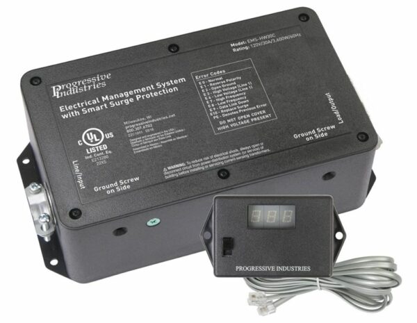 Progressive Industries EMS-HW30C 30 Amp Hardwired RV Electrical Management System Surge Protector With Remote Display (1 MIN)