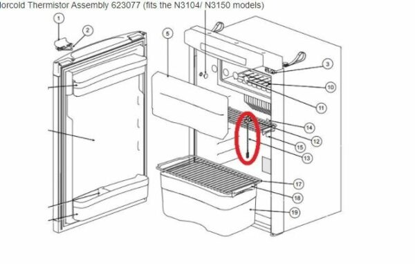 Norcold 623077 Thermistor Assembly Fits N3104/N3150 Norcold Models